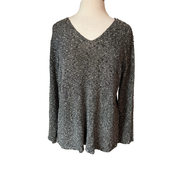 Additions by Chicos Women's 2, US L Boho Chic V Neck Lightweight Knit Sweater - Picture 1 of 7